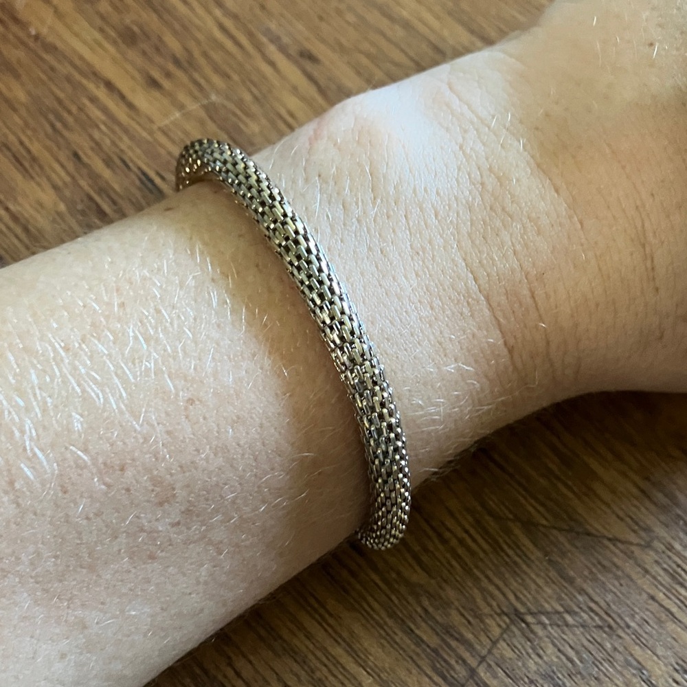 Silver Tone Stretch Mesh Casual Bracelet